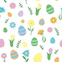 nahtlos Muster mit Frühling Blumen und Ostern Eier. vektor