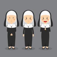 nunna katolsk karaktär med olika uttryck vektor