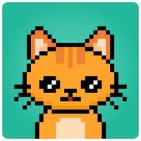 Pixel 8 bisschen Katze Kopf. Tier Porträt zum Spiel Vermögenswerte im Vektor Illustration.