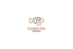 minimalistisk clown fisk logotyp design vektor illustration
