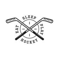 uppsättning av årgång retro vinter- sport hockey emblem, logotyp, bricka, märka. märke, affisch eller skriva ut. svartvit grafisk konst. gravyr stil vektor