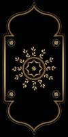 goldenes gebetsmattenmuster. mit schwarzem Hintergrund. muslimischer gebetsteppich. vektor