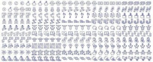 Sammlung von Symbolen im Zusammenhang mit Wirtschaft und Währung, einschließlich Symbolen wie Dollar, Euro, Rupie, Pfund und mehr. Vektorgrafiken, pixelgenau vektor