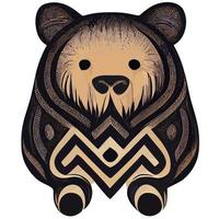Illustrationsvektor des braunen Bären lokalisiert auf Weiß mit Stammes- Art gut für Logo oder passen Sie Ihr Design an vektor