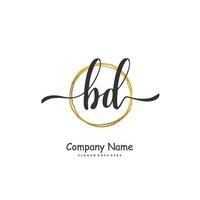 bd Anfangshandschrift und Signatur-Logo-Design mit Kreis. schönes design handgeschriebenes logo für mode, team, hochzeit, luxuslogo. vektor