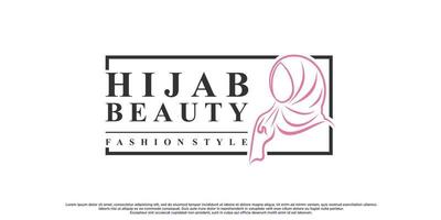 Hijab-Frauen-Logo-Design mit kreativem Konzept und Visitenkartenstempel vektor