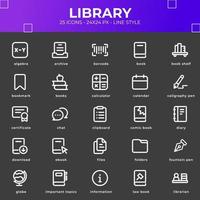 Bibliotheks-Icon-Pack mit schwarzem Farbstil vektor