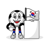 Maskottchen Karikatur Fußball Süd Korea Flagge mit Banner vektor