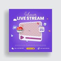 Live-Streaming-Post für Business-Marketing-Social-Media-Post-Banner und Live-Webinar-Firmenbanner mit 3D-Rendering-Stil blauer Farb-Flyer oder Poster-Vorlagendesign vektor