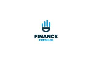 Flache Hand Finger Finanzen Balkendiagramm Logo Design Vektor Illustration