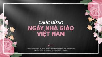 chuc Mungo ngay nha giao viet nam oder glücklich Vietnamesisch Lehrer Tag Hintergrund mit Kreide Blume Dekoration auf ein Tafel vektor