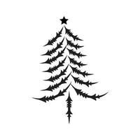 Weihnachtsbaum-Design. Vintage-Urlaub-Symbol. hand gezeichnete umrissweihnachtsillustration. vektor