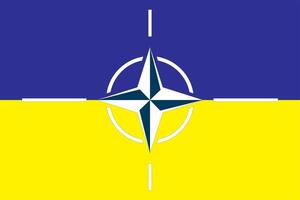 die flagge der ukraine vor dem hintergrund der nato-flagge. ukraine und das konzept der nato. Vektor-Illustration. vektor