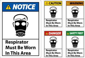 andningsskydd måste vara bärs i detta område tecken vektor