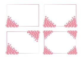 affisch ram dekoration med hjärta prydnad i enkel form, rosa gräns vektor mall. valentine hälsning kort eller bröllop inbjudan
