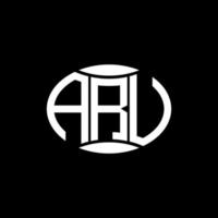 aru abstrakt Monogramm Kreis Logo Design auf schwarz Hintergrund. aru einzigartig kreativ Initialen Brief Logo. vektor