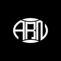 arn abstrakt monogram cirkel logotyp design på svart bakgrund. arn unik kreativ initialer brev logotyp. vektor