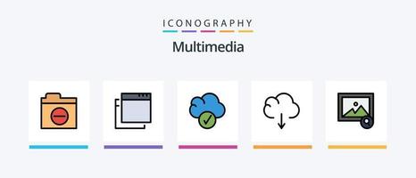 Multimedia Linie gefüllt 5 Symbol Pack einschließlich . herunterladen. dokumentieren. Wolke. kreativ Symbole Design vektor