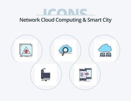 nätverk moln datoranvändning och smart stad linje fylld ikon packa 5 ikon design. förbindelse. lokal. server. meddelande. diskussion vektor