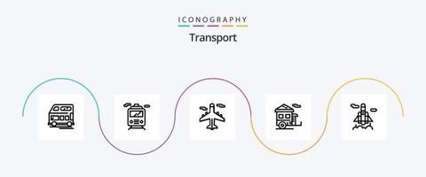 Transport Linie 5 Symbol Pack einschließlich Raum. Transport. Ebene. Anhänger. Camping vektor