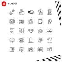 uppsättning av 25 modern ui ikoner symboler tecken för databas smart strömma investering Glödlampa redigerbar vektor design element