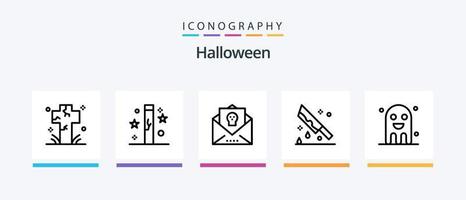 Halloween Linie 5 Symbol Pack einschließlich Punktion. Puppe. süss. Kostüm. Halloween. kreativ Symbole Design vektor