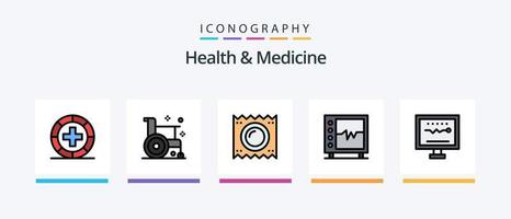 hälsa och medicin linje fylld 5 ikon packa Inklusive hälsa. anatomi. form. medicinsk. hälsa. kreativ ikoner design vektor