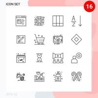 Gliederung Pack von 16 Universal- Symbole von Text Browser Gitter Sortieren alphabetisch editierbar Vektor Design Elemente