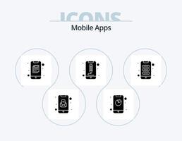 mobil appar glyf ikon packa 5 ikon design. app. ui. Ansökan. gränssnitt. app vektor