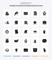 kreativ analytisch Investition und ausgewogen Scorecard 25 Glyphe solide schwarz Symbol Pack eine solche wie Datei. Rechnung. Forschung. Aktie. Index vektor