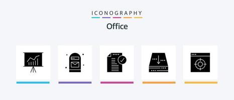 Büro Glyphe 5 Symbol Pack einschließlich Anwendung. dokumentieren. genehmigen. Kasten. Büro. kreativ Symbole Design vektor