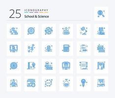 skola och vetenskap 25 blå Färg ikon packa Inklusive ljus. utbildning. studerande. väska vektor