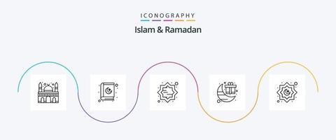 Islam und Ramadan Linie 5 Symbol Pack einschließlich Dekoration. Ramadan. Dekoration. Mond. Feier vektor