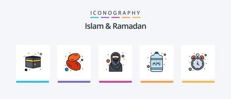 islam och ramadan linje fylld 5 ikon packa Inklusive mönster. islamic konst. band. geometrisk. muslim. kreativ ikoner design vektor