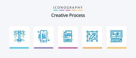 kreativ bearbeta blå 5 ikon packa Inklusive . kreativ. fil. nyckel styrelse. bearbeta. kreativ ikoner design vektor