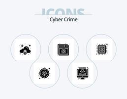 cyber brottslighet glyf ikon packa 5 ikon design. webb. skydd. hacker. antivirus. skydd vektor