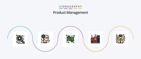 Produkt Verwaltung Linie gefüllt eben 5 Symbol Pack einschließlich wird bearbeitet. Diagramm. Produktivität. Bar. Dollar vektor