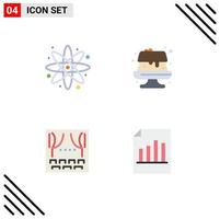 grupp av 4 platt ikoner tecken och symboler för atom teater mat firande fil redigerbar vektor design element