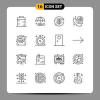 uppsättning av 16 modern ui ikoner symboler tecken för bloggare telefon växa dollar ring upp redigerbar vektor design element