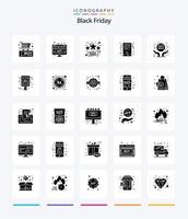 kreativ svart fredag 25 glyf fast svart ikon packa sådan som stor försäljning. faktura. st. svart fredag. försäljning vektor