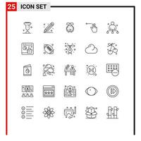 uppsättning av 25 modern ui ikoner symboler tecken för chef chef skalbagge vänster fingrar redigerbar vektor design element