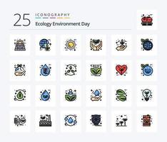 Ökologie 25 Linie gefüllt Symbol Pack einschließlich Investition. Wachstum. Welt. Umfeld. Öko vektor