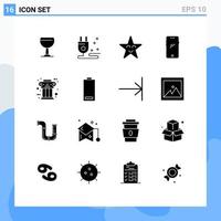 16 fast glyf begrepp för webbplatser mobil och appar kolumn pelare stjärna grekisk android redigerbar vektor design element