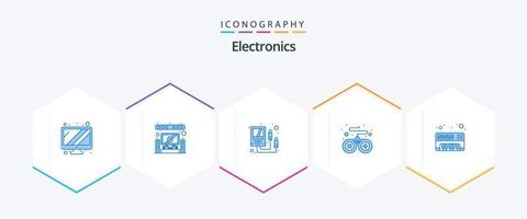 Elektronik 25 Blau Symbol Pack einschließlich . elektronisch. Elektronik. analog. Gerät vektor