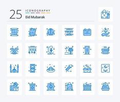 eid Mubarak 25 Blau Farbe Symbol Pack einschließlich Mubarak. Kalender. Einkaufen. eid. Feier vektor