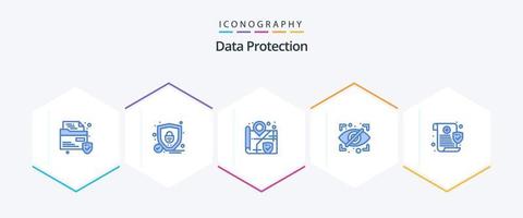 Daten Schutz 25 Blau Symbol Pack einschließlich . Privatsphäre. Überwachung. Daten. Sicherheit vektor