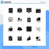 Piktogramm einstellen von 16 einfach solide Glyphen von Mond Jahreszeit App kalt Programmierung editierbar Vektor Design Elemente