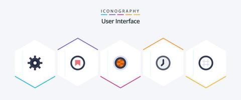 Benutzer Schnittstelle 25 eben Symbol Pack einschließlich Hash Schild. Zeit. Globus. Schnittstelle. Netz vektor