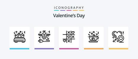 Valentinsgrüße Tag Linie 5 Symbol Pack einschließlich Liebe. Liebe. Liebe. Herz. Tee. kreativ Symbole Design vektor