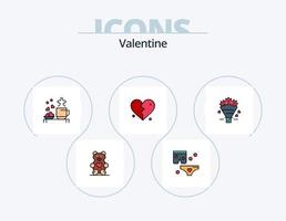 valentine linje fylld ikon packa 5 ikon design. kärlek. alla hjärtans dag. te. alla hjärtans dag. kärleksfull vektor